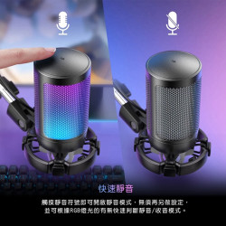 【FIFINE A6T】USB心型指向電容式RGB麥克風 RGB燈效/心型指向/麥克風懸臂/防噴罩/錄音/直播/遊戲