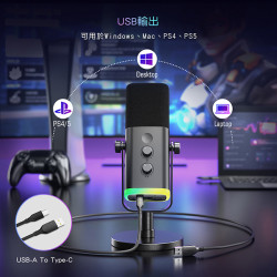 【FIFINE AM8錄音室等級USB/XLR動圈式RGB麥克風】心型指向/USB/XLR雙輸出