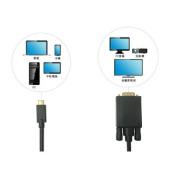 【yardix TYPE-C轉VGA(D-SUB)高畫質影像轉接線(1.5M)】IPhone15/16可接電腦螢幕使用