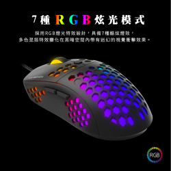 【FANTECH 台灣】UX2 電競滑鼠 七檔變速／最高12000dpi／6個自定按鍵／RGB燈效／鏤空蜂巢設計