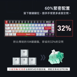 【MACHENIKE Raid68 60%可換軸RGB機械式磁軸電競鍵盤】支援熱插拔/8000Hz鍵盤回報率