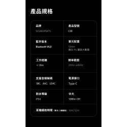 【SOUNDPEATS C30】降噪入耳式藍牙耳機/-52dB AI 自適應降噪/52小時強勁續航