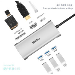 【 WiWU 731HP 】Alpha Type-C多功能擴充USBHub／HDMI／讀卡機／USB3.0