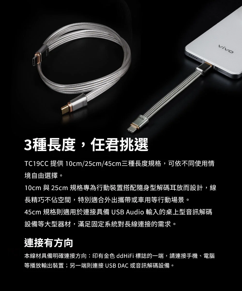 【ddHiFi TC19CC】旗艦級Type-C單向OTG數據傳輸線