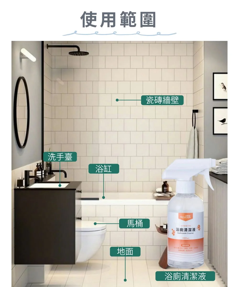 究淨宣研 9CLEAN 浴廁水垢清潔液(300ml)