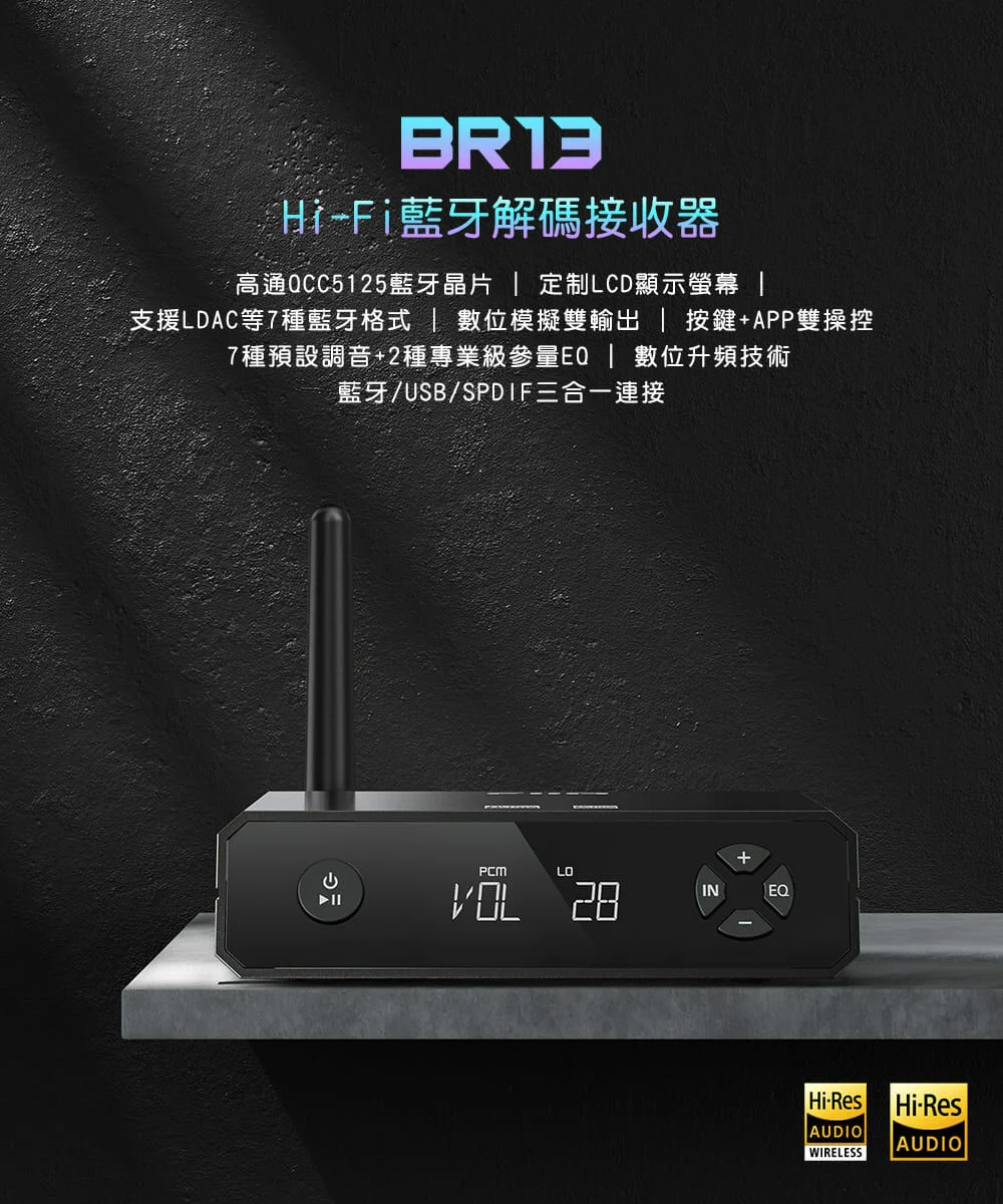 【FiiO BR13 Hi-Fi藍牙解碼接收器】USB DAC/Bypass功能/支援藍牙、光纖、同軸、RCA輸入 【FiiO BR13 Hi-Fi藍牙解碼接收器】USB DAC/Bypass功能/支援藍牙、光纖、同軸、RCA輸入