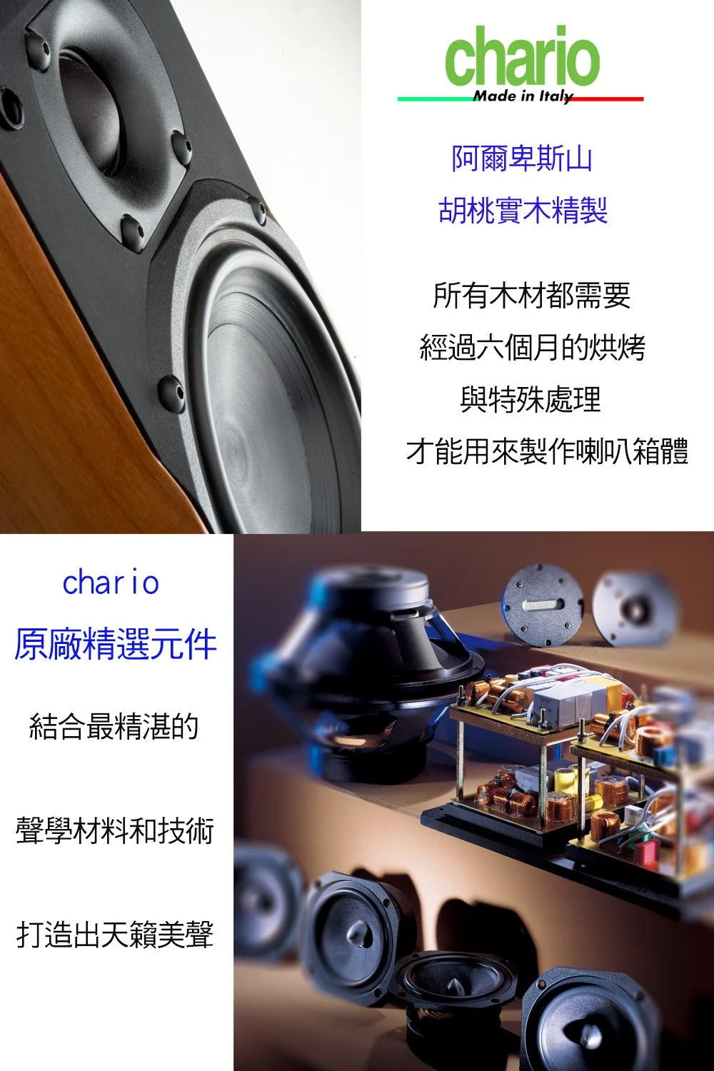 chario PICCOLO SAT--義大利手工實木音響品牌-- 小海豚 迷你書架型實木喇叭 