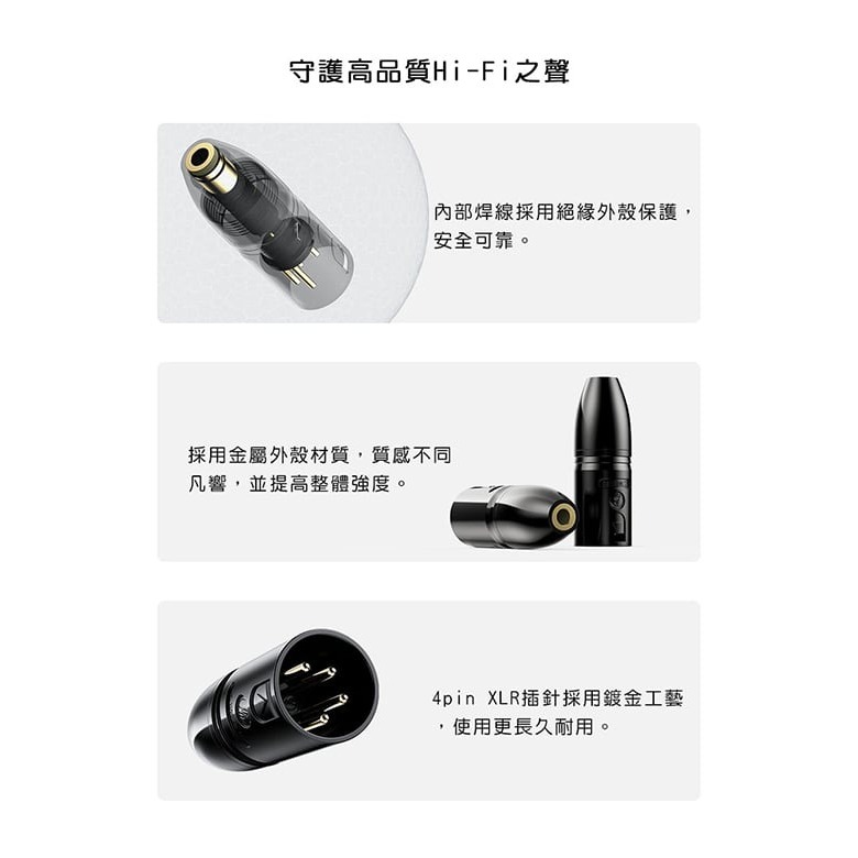 【FiiO LX-4.4M 4pin XLR(公)轉4.4mm(母)平衡轉接頭】適用於XLR音樂設備/播放器/擴大器