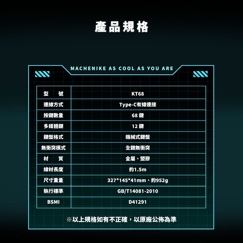 【MACHENIKE KT68 智慧LED螢幕冰芯軸機械式鍵盤】機械師/英文/68鍵無衝突/RGB/ABS半透明冰芯軸
