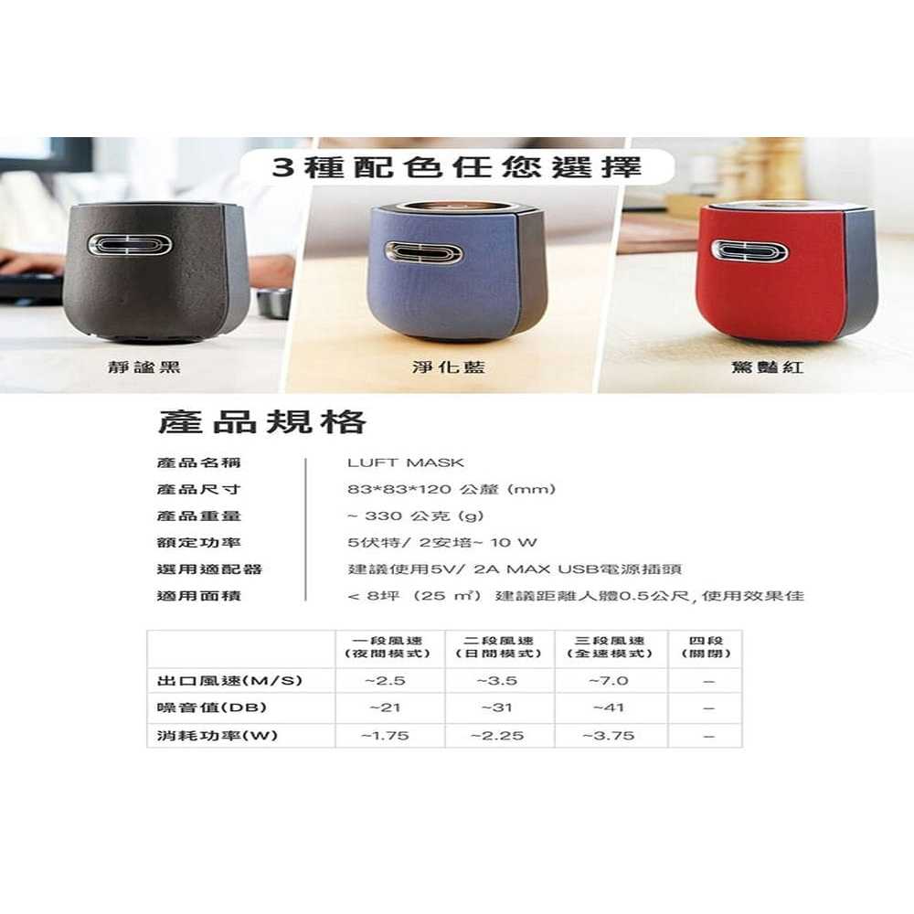 【LUFT MASK光觸媒空氣清淨機】空氣淨化器/免耗材/好清潔/抗菌除臭/辦公/隨身型