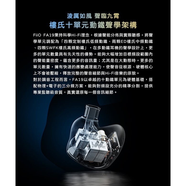 【FiiO FA19樓氏十單元動鐵MMCX單晶體純銀可換線耳機】低頻增強型動鐵/DLP 3D列印技術/高純度/高純度純銀 【FiiO FA19樓氏十單元動鐵MMCX單晶體純銀可換線耳機】低頻增強型動鐵/DLP 3D列印技術/高純度/高純度純銀