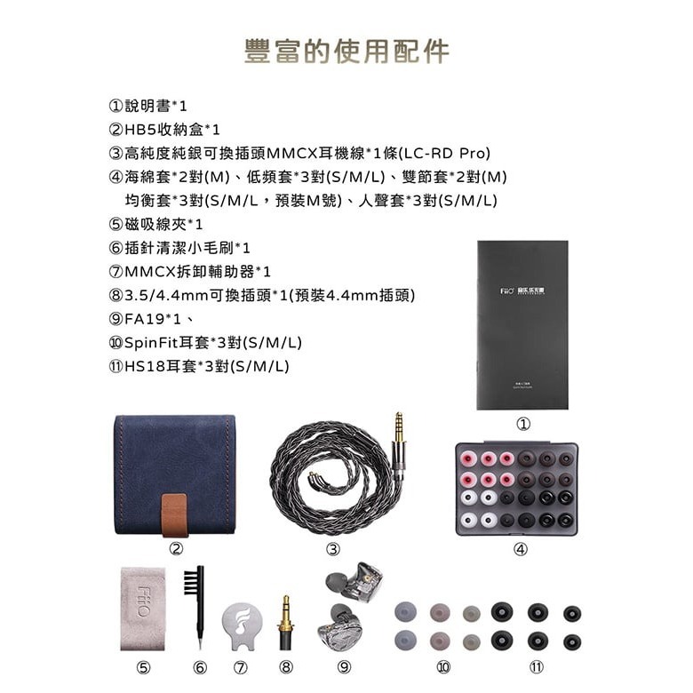 【FiiO FA19樓氏十單元動鐵MMCX單晶體純銀可換線耳機】低頻增強型動鐵/DLP 3D列印技術/高純度/高純度純銀