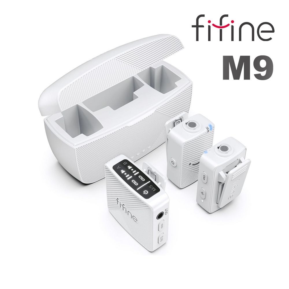 【FIFINE M9 無線領夾式直播麥克風】支援 iPhone、Android...多設備/一鍵降噪/多情境使用