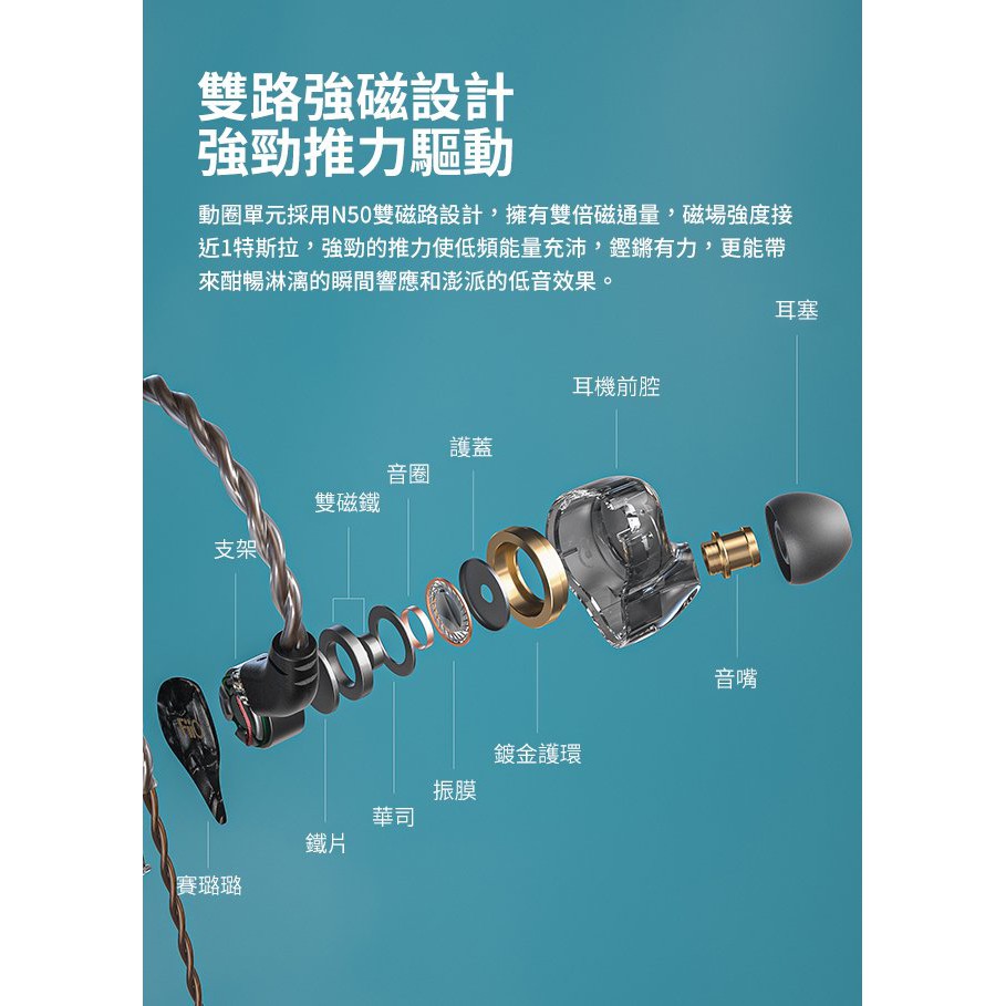 【 FiiO FD1 】鍍鈹振膜單動圈CIEM可換線耳機 N50雙磁路／0.78mm雙針／四股高純度單晶銅線