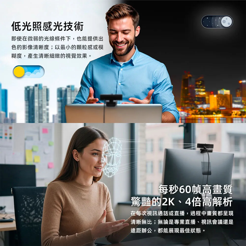【FANTECH台灣】C50 2K高畫質網路視訊攝影機